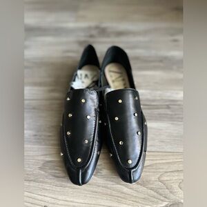 Zara Gold Studded Leather Loafers NWT SZ 7.5